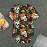 Blossom Flowers Skull Pattern Print Men's Bodysuit