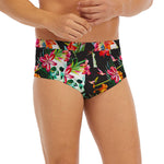 Blossom Flowers Skull Pattern Print Men's Briefs