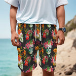 Blossom Flowers Skull Pattern Print Men's Cargo Shorts