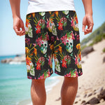 Blossom Flowers Skull Pattern Print Men's Cargo Shorts