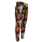 Blossom Flowers Skull Pattern Print Men's Compression Pants