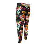 Blossom Flowers Skull Pattern Print Men's Compression Pants