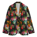 Blossom Flowers Skull Pattern Print Men's Cotton Blazer