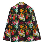 Blossom Flowers Skull Pattern Print Men's Cotton Blazer