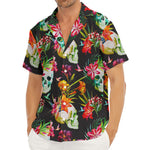 Blossom Flowers Skull Pattern Print Men's Deep V-Neck Shirt