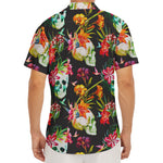 Blossom Flowers Skull Pattern Print Men's Deep V-Neck Shirt