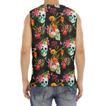 Blossom Flowers Skull Pattern Print Men's Fitness Tank Top