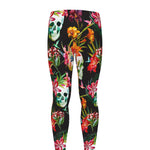 Blossom Flowers Skull Pattern Print Men's leggings