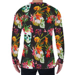 Blossom Flowers Skull Pattern Print Men's Long Sleeve T-Shirt
