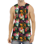 Blossom Flowers Skull Pattern Print Men's Muscle Tank Top