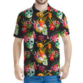 Blossom Flowers Skull Pattern Print Men's Polo Shirt