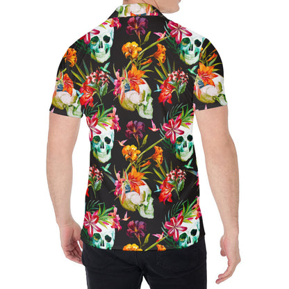Blossom Flowers Skull Pattern Print Men's Shirt