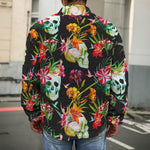 Blossom Flowers Skull Pattern Print Men's Shirt Jacket