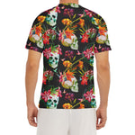 Blossom Flowers Skull Pattern Print Men's Short Sleeve Rash Guard