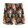 Blossom Flowers Skull Pattern Print Men's Athletic Shorts