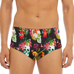 Blossom Flowers Skull Pattern Print Men's Triangle Swim Briefs
