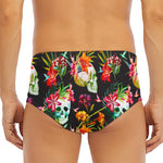 Blossom Flowers Skull Pattern Print Men's Triangle Swim Briefs