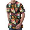 Blossom Flowers Skull Pattern Print Men's Velvet T-Shirt