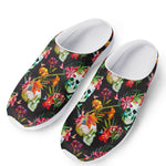 Blossom Flowers Skull Pattern Print Mesh Casual Shoes