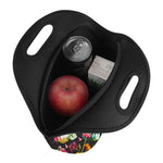 Blossom Flowers Skull Pattern Print Neoprene Lunch Bag