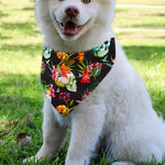 Blossom Flowers Skull Pattern Print Over The Collar Dog Bandana