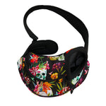 Blossom Flowers Skull Pattern Print Pet Sling Carrier