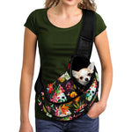 Blossom Flowers Skull Pattern Print Pet Sling Carrier