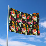 Blossom Flowers Skull Pattern Print Polyester Flag