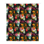 Blossom Flowers Skull Pattern Print Polyester Shower Curtain