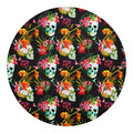 Blossom Flowers Skull Pattern Print Round Blanket