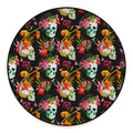 Blossom Flowers Skull Pattern Print Round Floor Mat