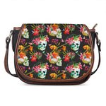 Blossom Flowers Skull Pattern Print Saddle Bag