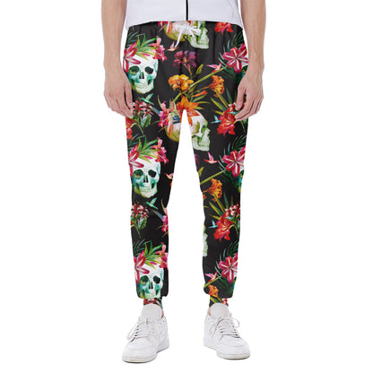 Blossom Flowers Skull Pattern Print Scuba Joggers