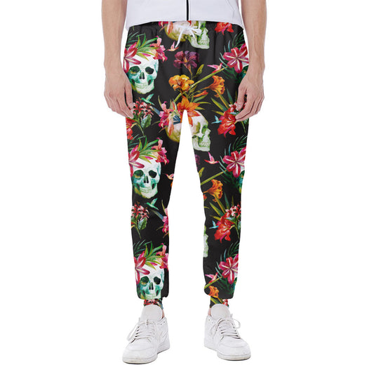 Blossom Flowers Skull Pattern Print Scuba Joggers