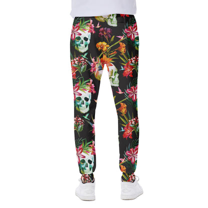 Blossom Flowers Skull Pattern Print Scuba Joggers