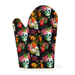 Blossom Flowers Skull Pattern Print Single Oven Mitt