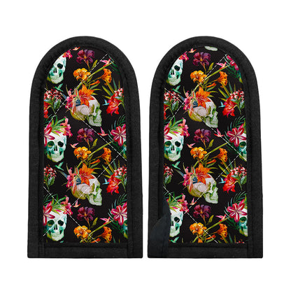 Blossom Flowers Skull Pattern Print Skillet Handle Cover
