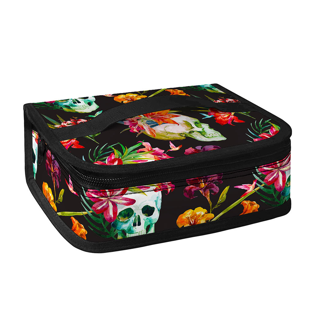 Blossom Flowers Skull Pattern Print Small Lunch Bag