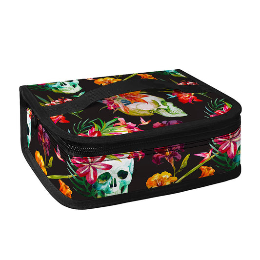 Blossom Flowers Skull Pattern Print Small Lunch Bag