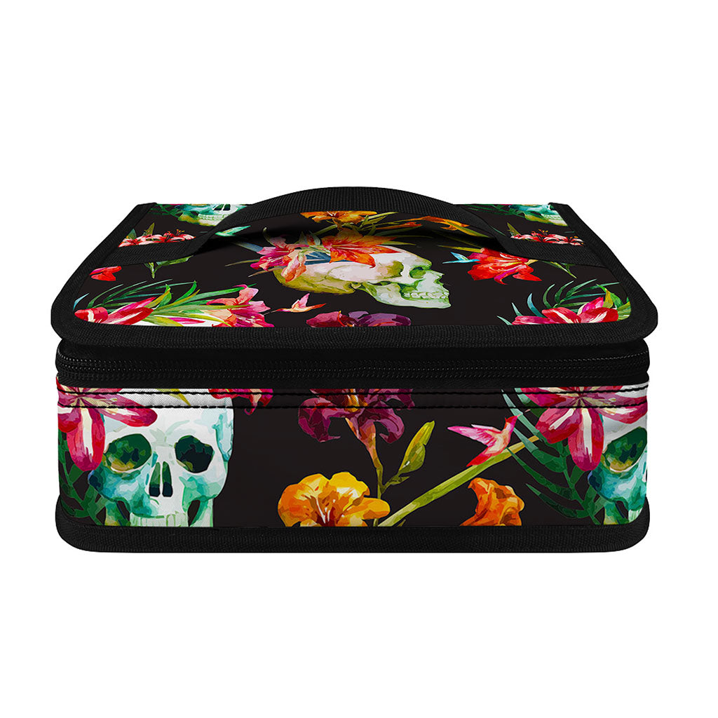 Blossom Flowers Skull Pattern Print Small Lunch Bag