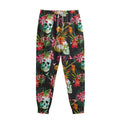 Blossom Flowers Skull Pattern Print Sweatpants