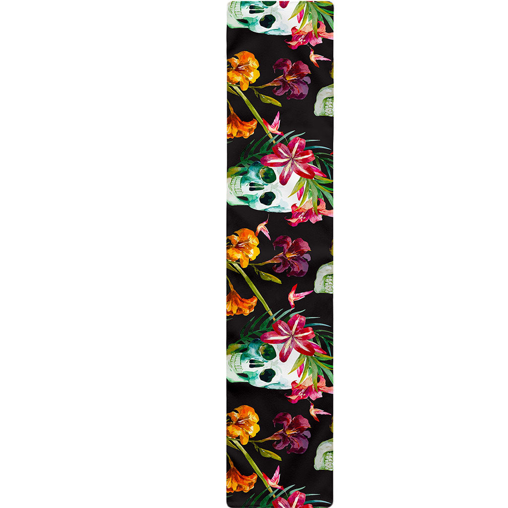 Blossom Flowers Skull Pattern Print Table Runner
