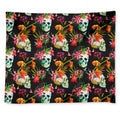Blossom Flowers Skull Pattern Print Tapestry