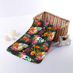 Blossom Flowers Skull Pattern Print Towel