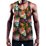 Blossom Flowers Skull Pattern Print Training Tank Top