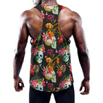 Blossom Flowers Skull Pattern Print Training Tank Top
