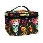 Blossom Flowers Skull Pattern Print Travel Makeup Bag