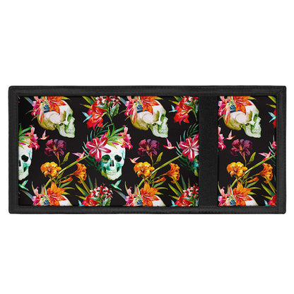 Blossom Flowers Skull Pattern Print Trifold Wallet