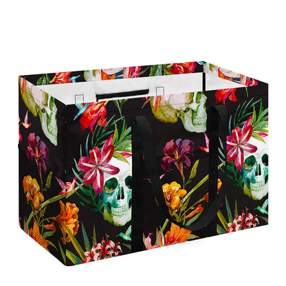 Blossom Flowers Skull Pattern Print Utility Tote Bag
