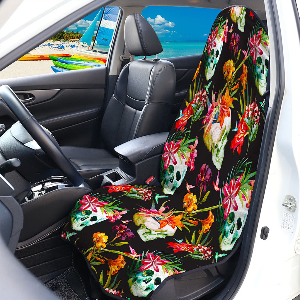 Blossom Flowers Skull Pattern Print Waterproof Car Seat Cover